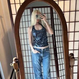 Smart Set Black Sequin Halter Camisole